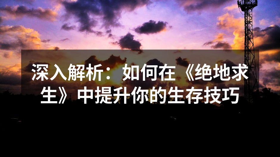 深入解析：如何在《绝地求生》中提升你的生存技巧